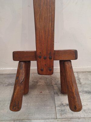 Brutalist wooden chair, France, 1950s