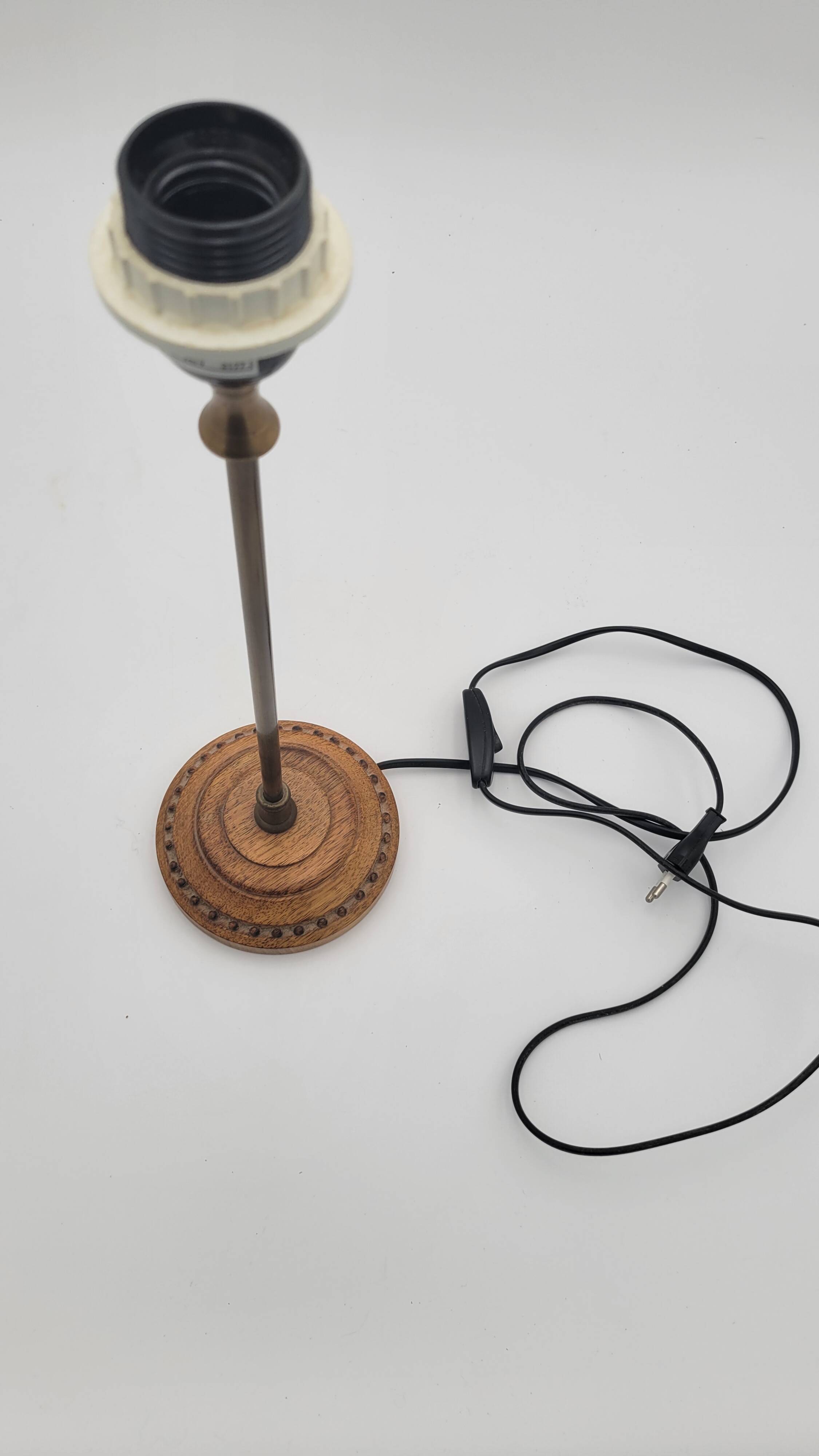 Contemporary wood and brass lamp base