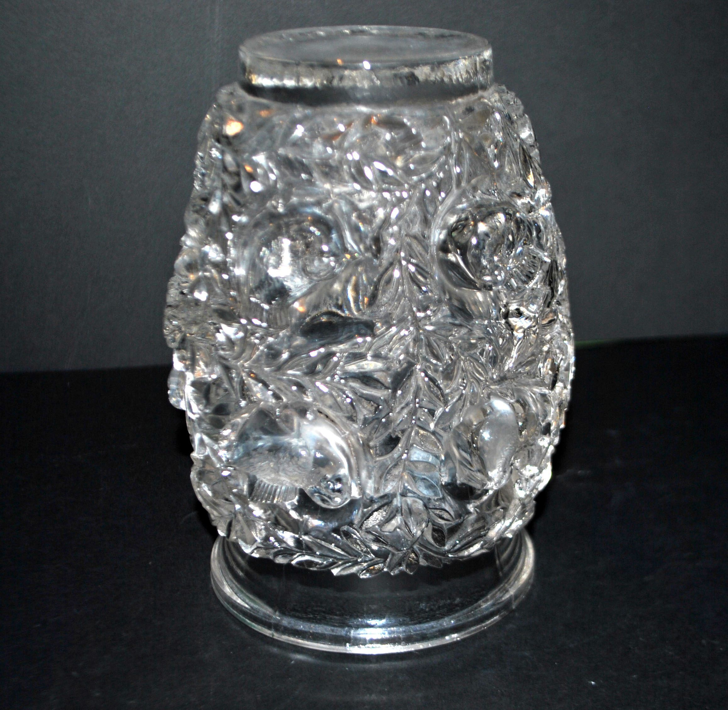 R. Lalique Art Deco vase Bagatelle bird sparrow unsigned 1939