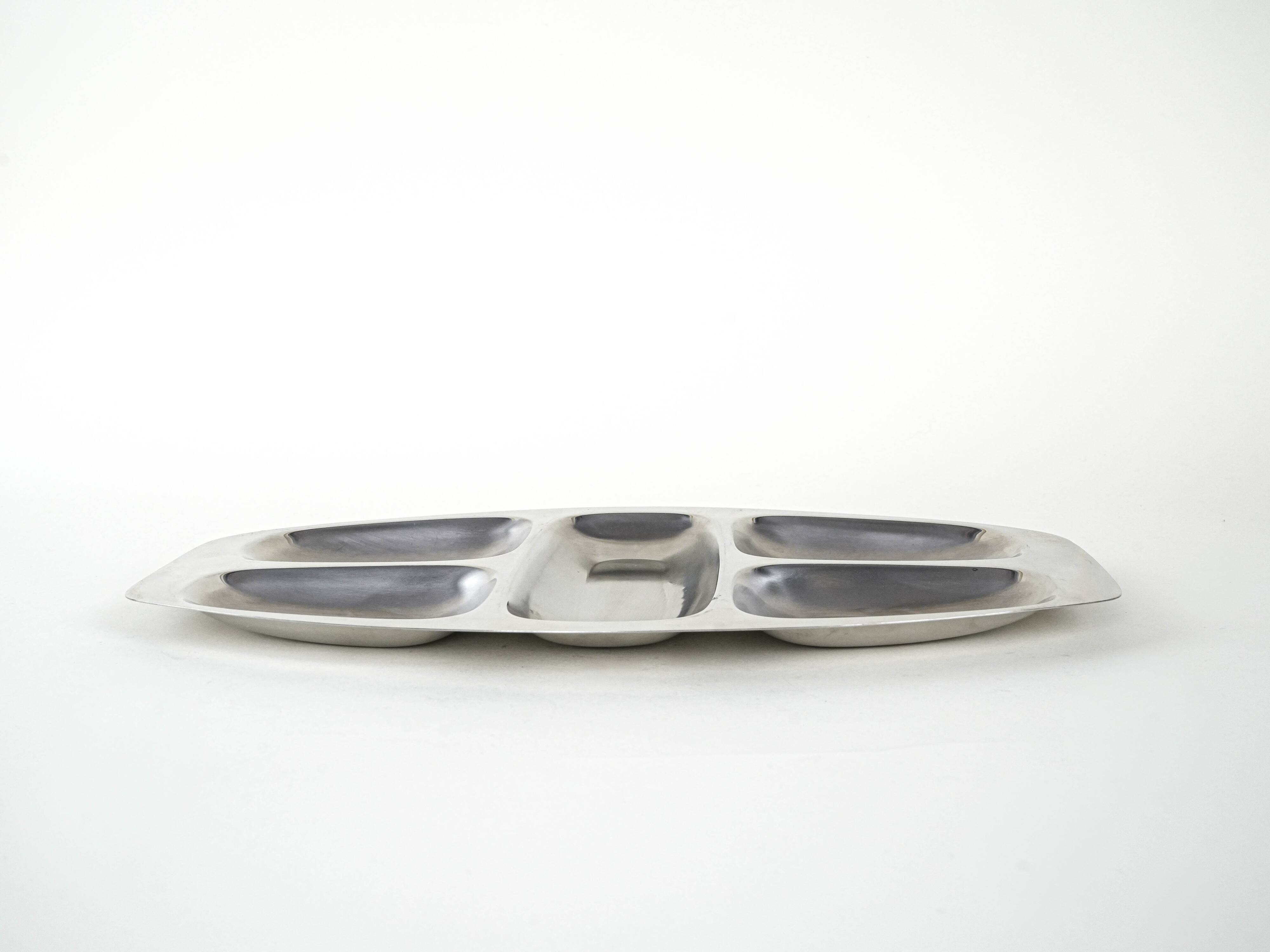 Plateau d'apéritif, design italien, années 1970, fabriqué par Alessi