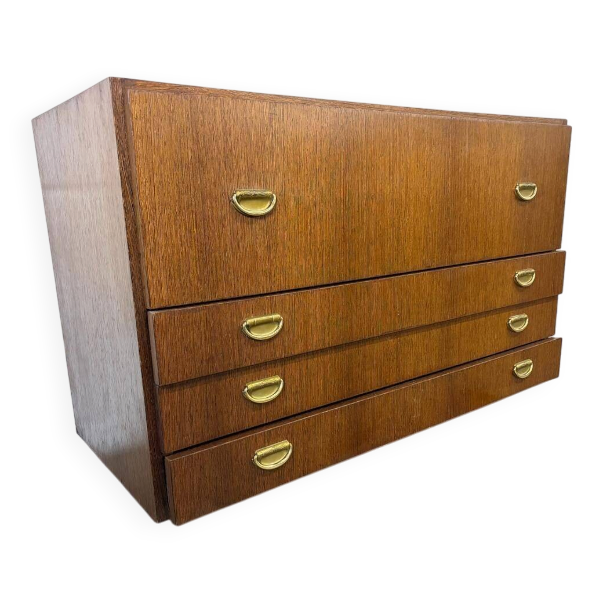 Vintage low wooden chest of drawers / filing cabinet