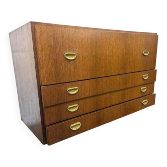 Vintage low wooden chest of drawers / filing cabinet
