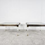 Tables d’appoint vintage en lucite et laiton, années 1980