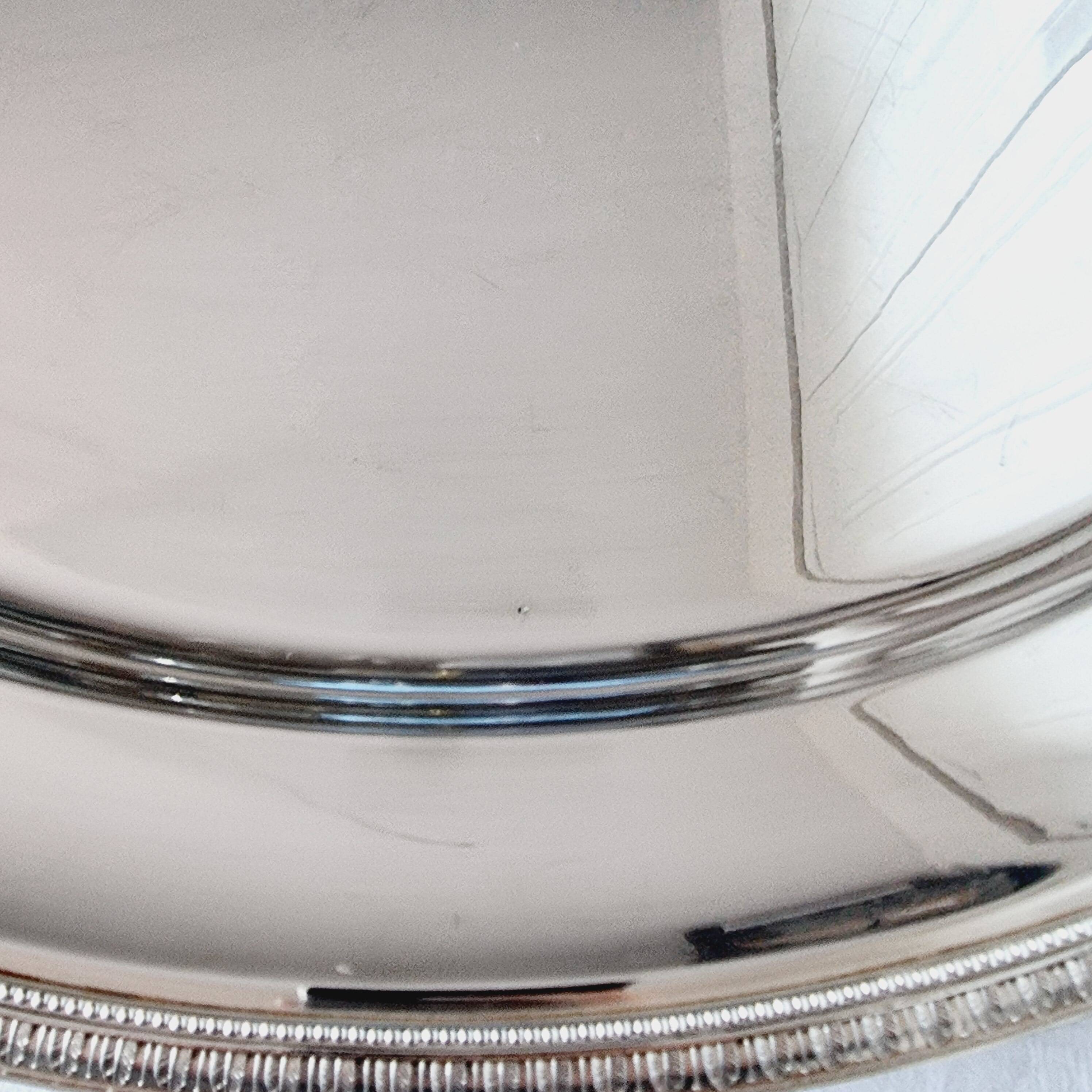Oval silver metal tray Christofle Gallia Malmaison model