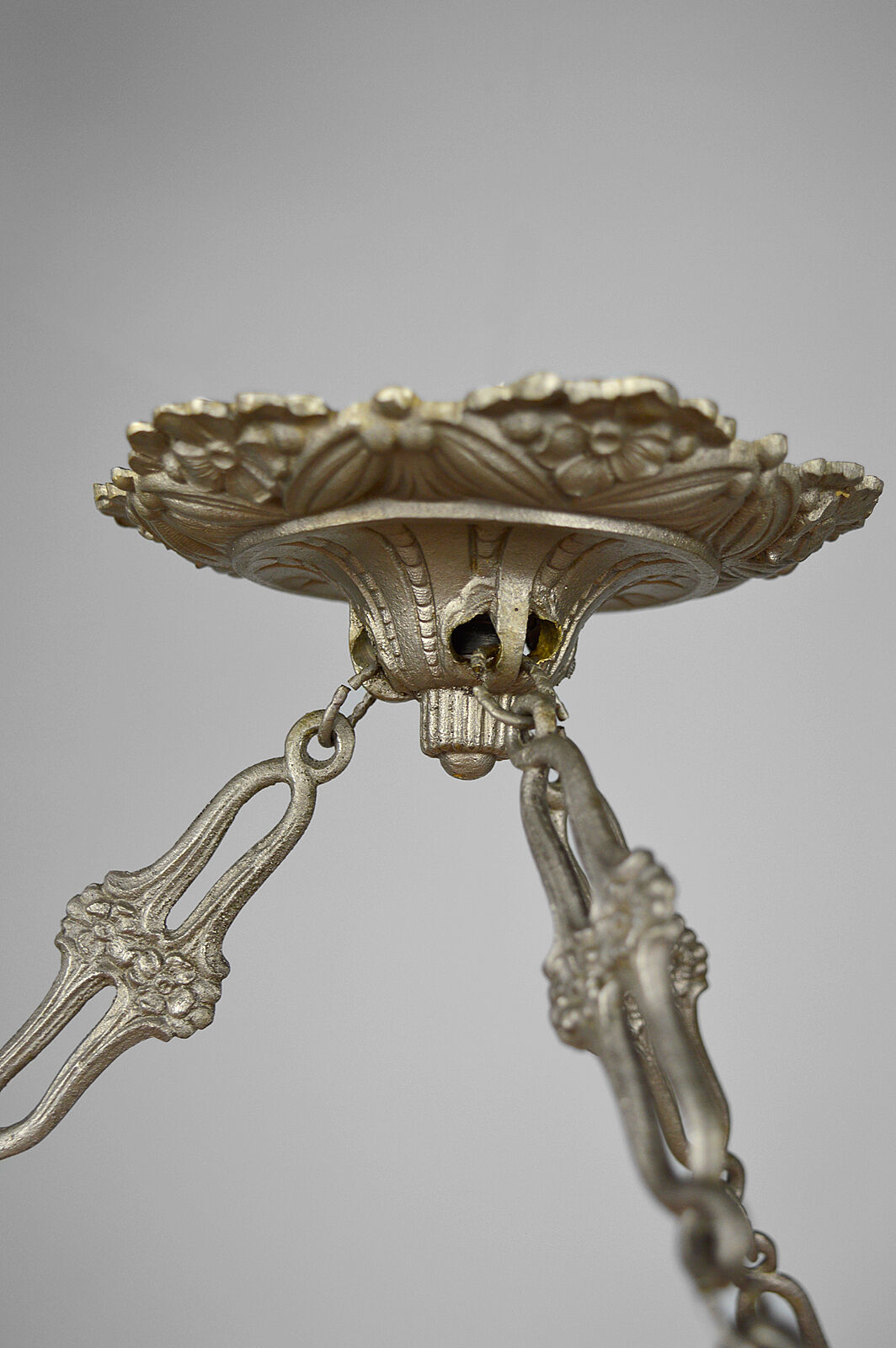 Art Deco pendant lamp in silver bronze, France, circa 1925