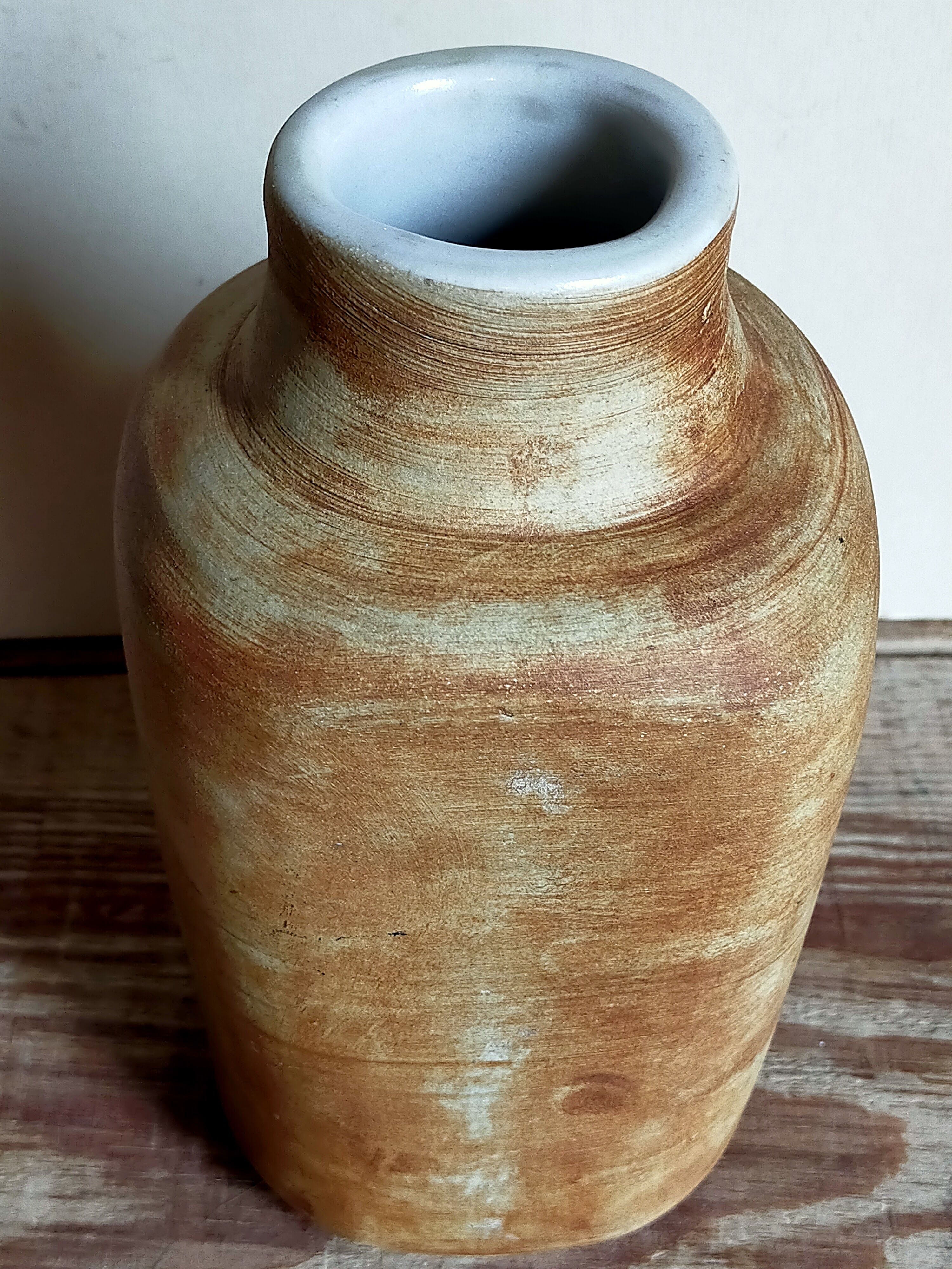 Ceramic vase "Poterie du Colombier" vintage blue sun