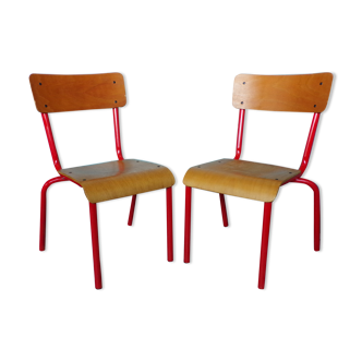 Paire de chaises d'école enfant vintage