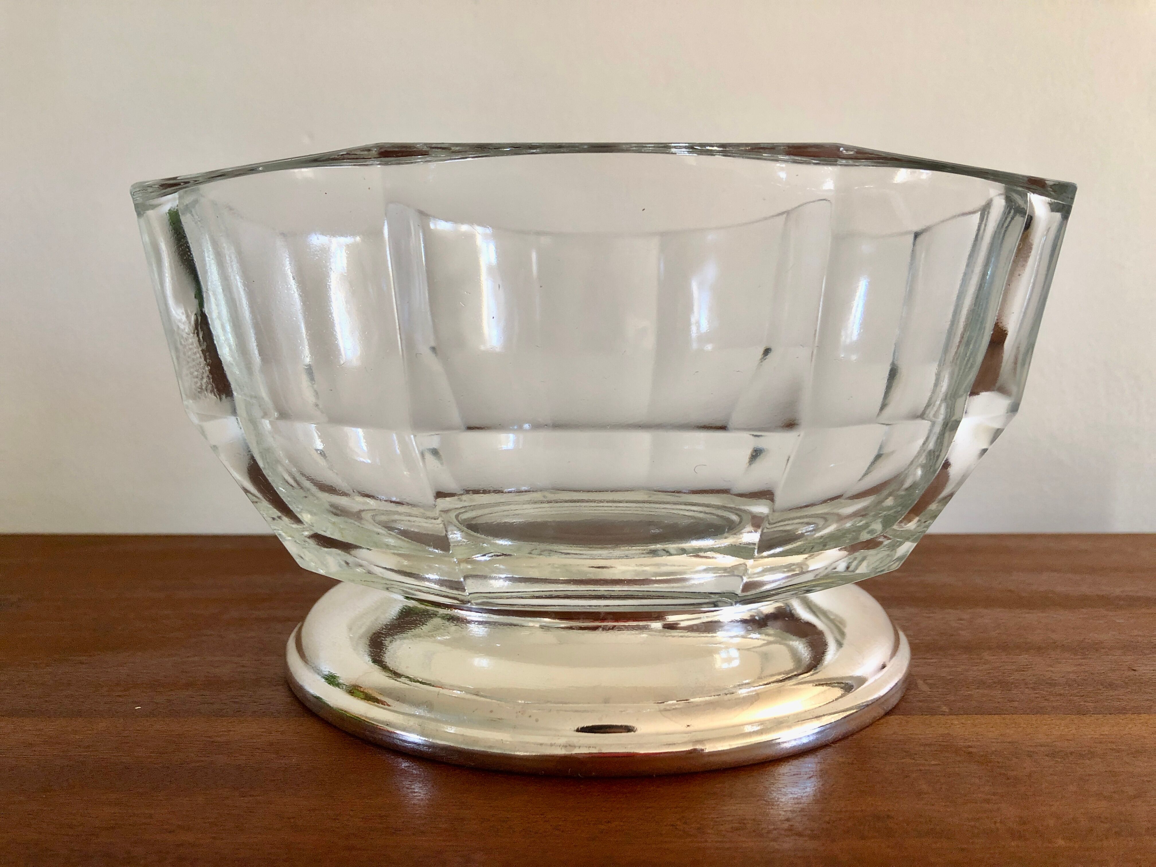 Italian salad bowl crystal silver 1970
