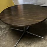 Round coffee table from the 60s wood veneer