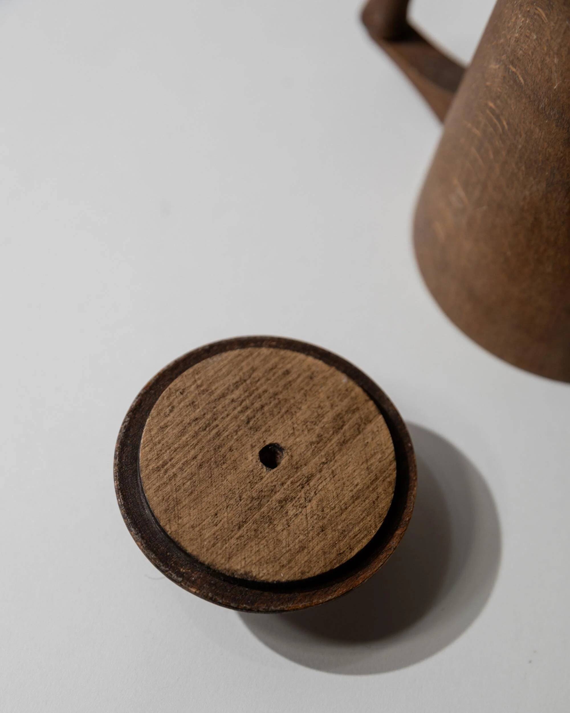Vintage wooden pitcher from the 1960s, hand-carved.