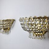 Pair of Regency wall lamps, cut crystals, Italy, 1980