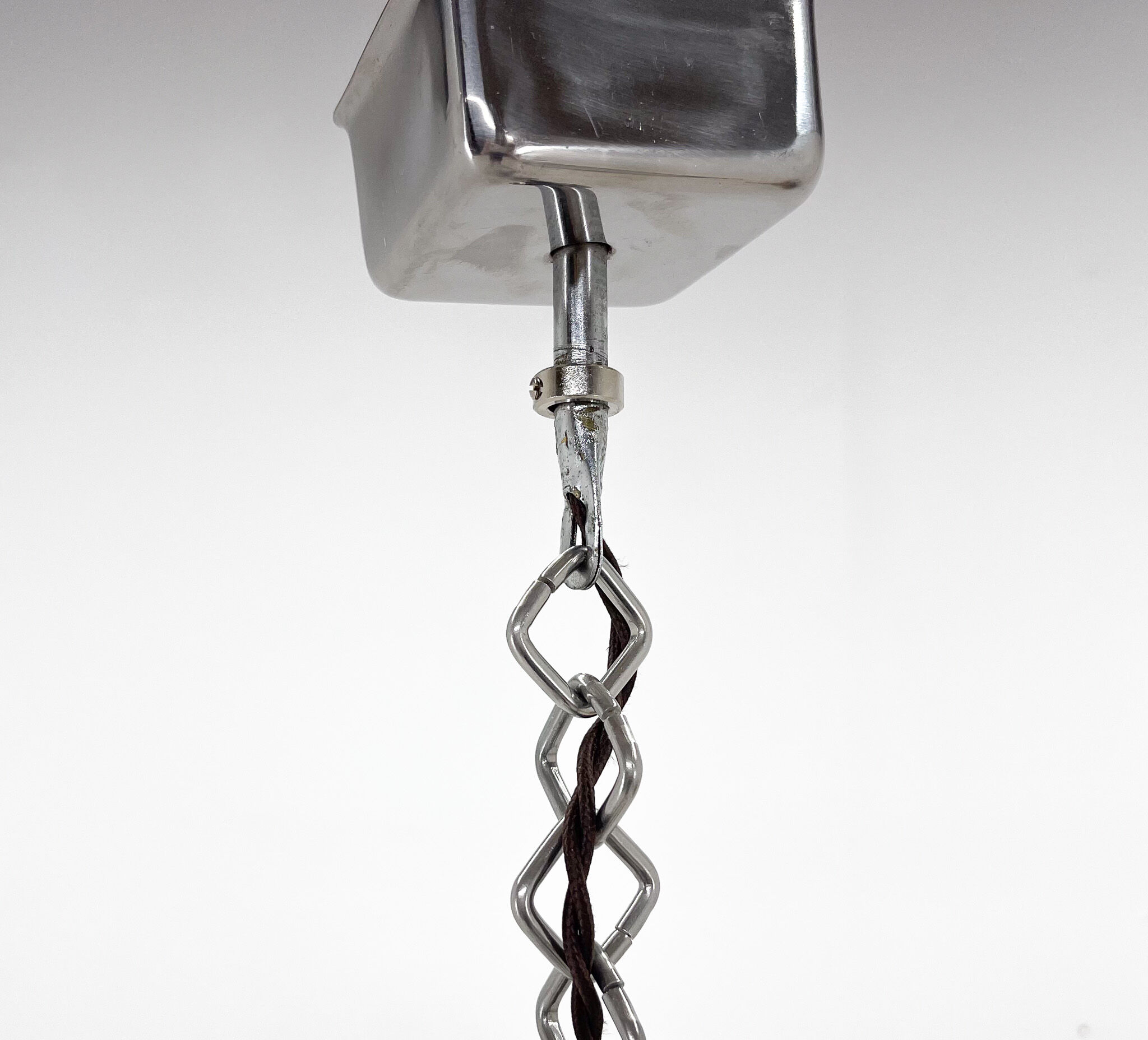 Unique art deco chrome & glass chandelier, 1920's