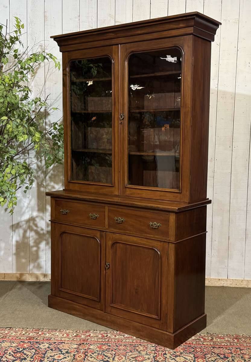 Victorian 19th-century mahogany two-body library