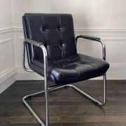 Vintage black leather and chrome executive chair - Italian design by Co.Fe.Mo - 80's