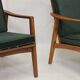 Pair of Scandinavian style armchairs, red velvet fir fabric 60s