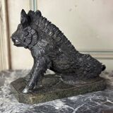 The Porcelino after Pietro Tacca, sculpture in green serpentine marble, Italy 19th century.