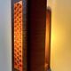 Pair of vintage wall lights, teak and amber glass, Sweden 1960