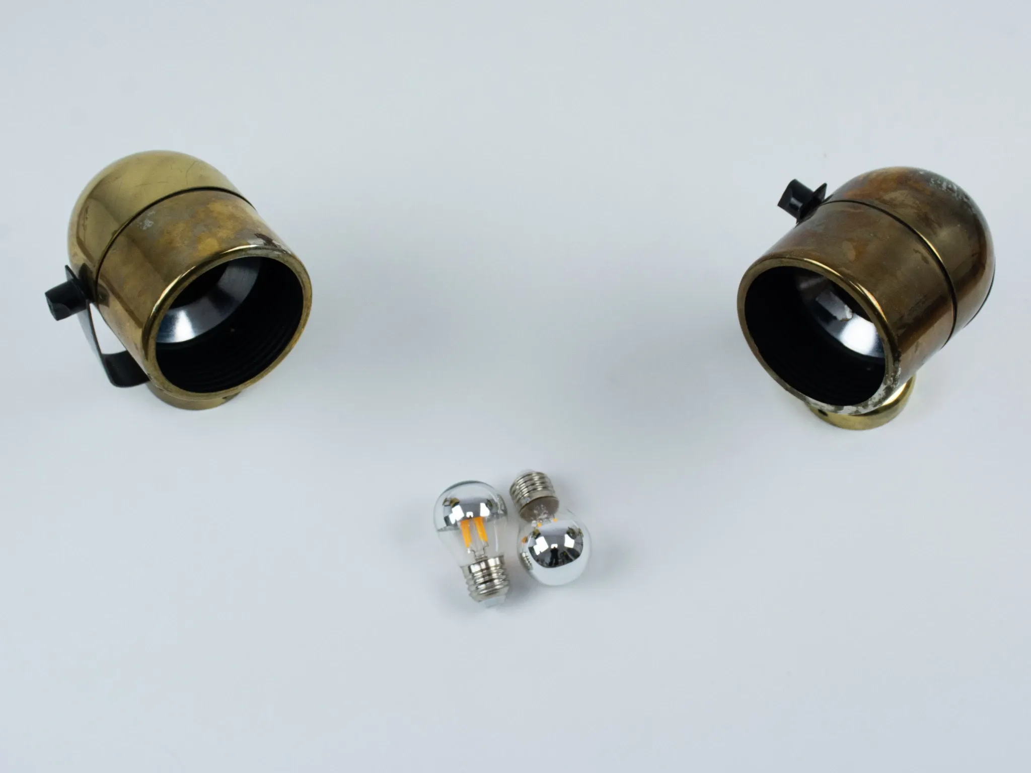Pair of Vintage Gold-Toned Tube-Style Wall Spotlights With Patina