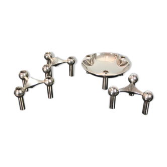 Series of 3 candlesticks and 1 cup modular Nagel 1970