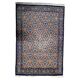1950s handmade wool floral rug, ivory and blue, 98 × 145 cm