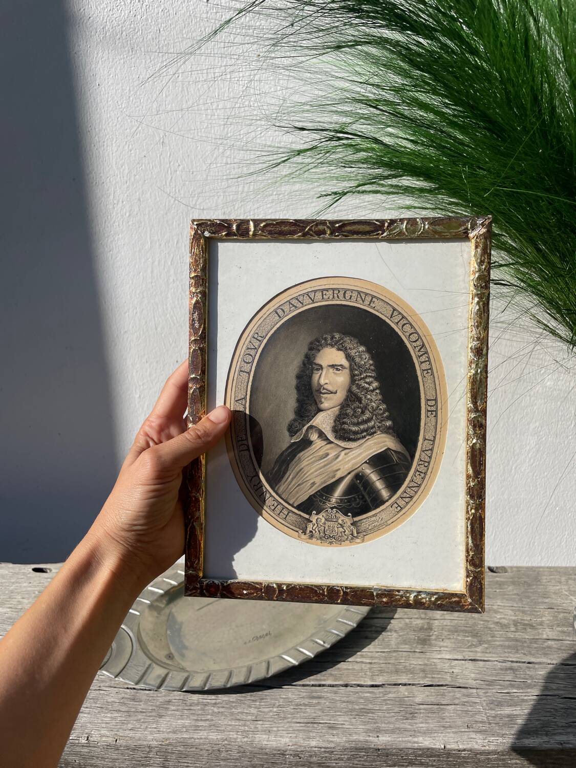 Classic antique man portrait in gilded frame
