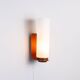 Cilindrical opal glass and bent wood wall lamp
