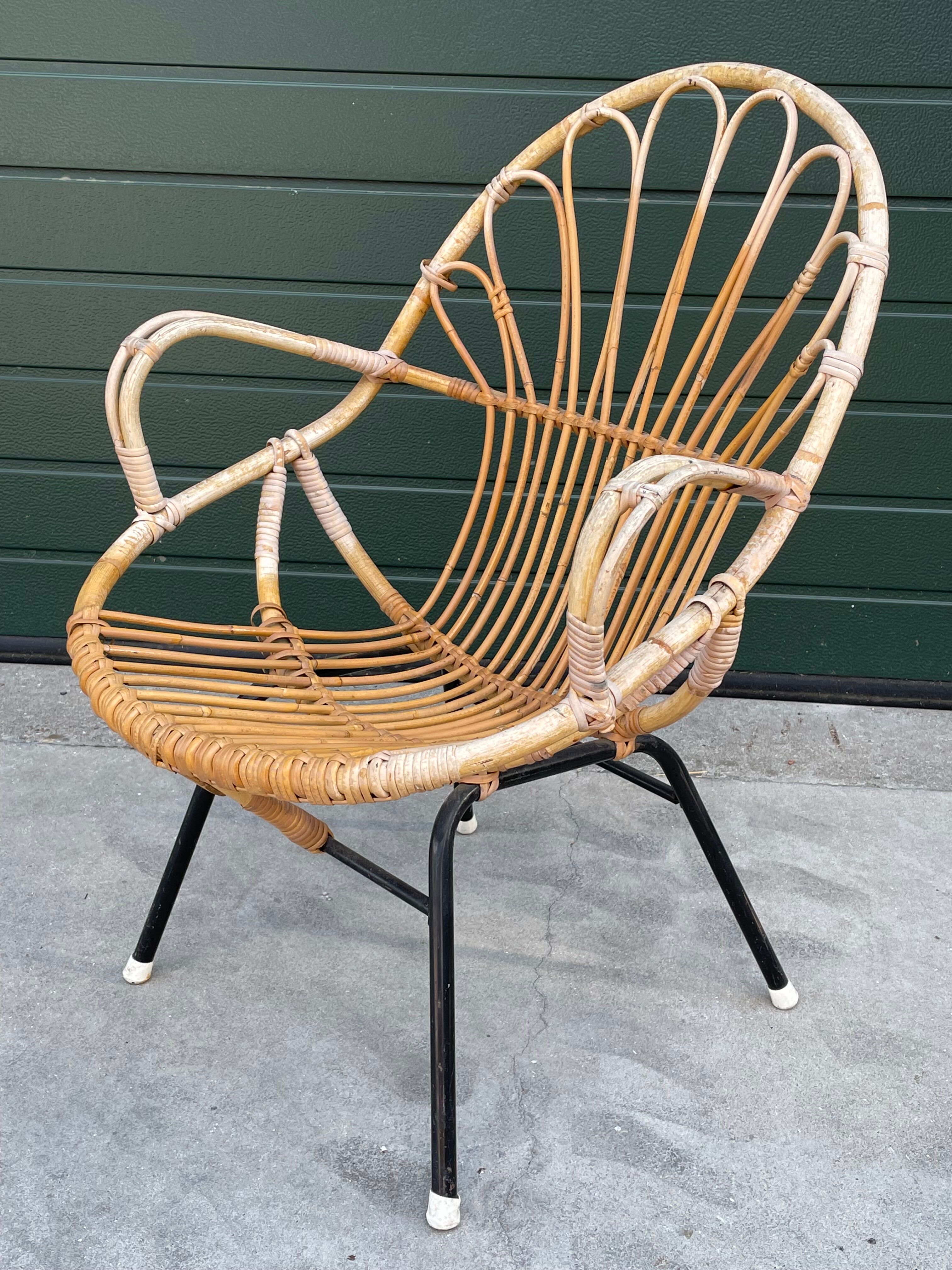 Rattan chair by Dirk van Sliedregt Rohe Noordwolde 1960 in the Netherlands