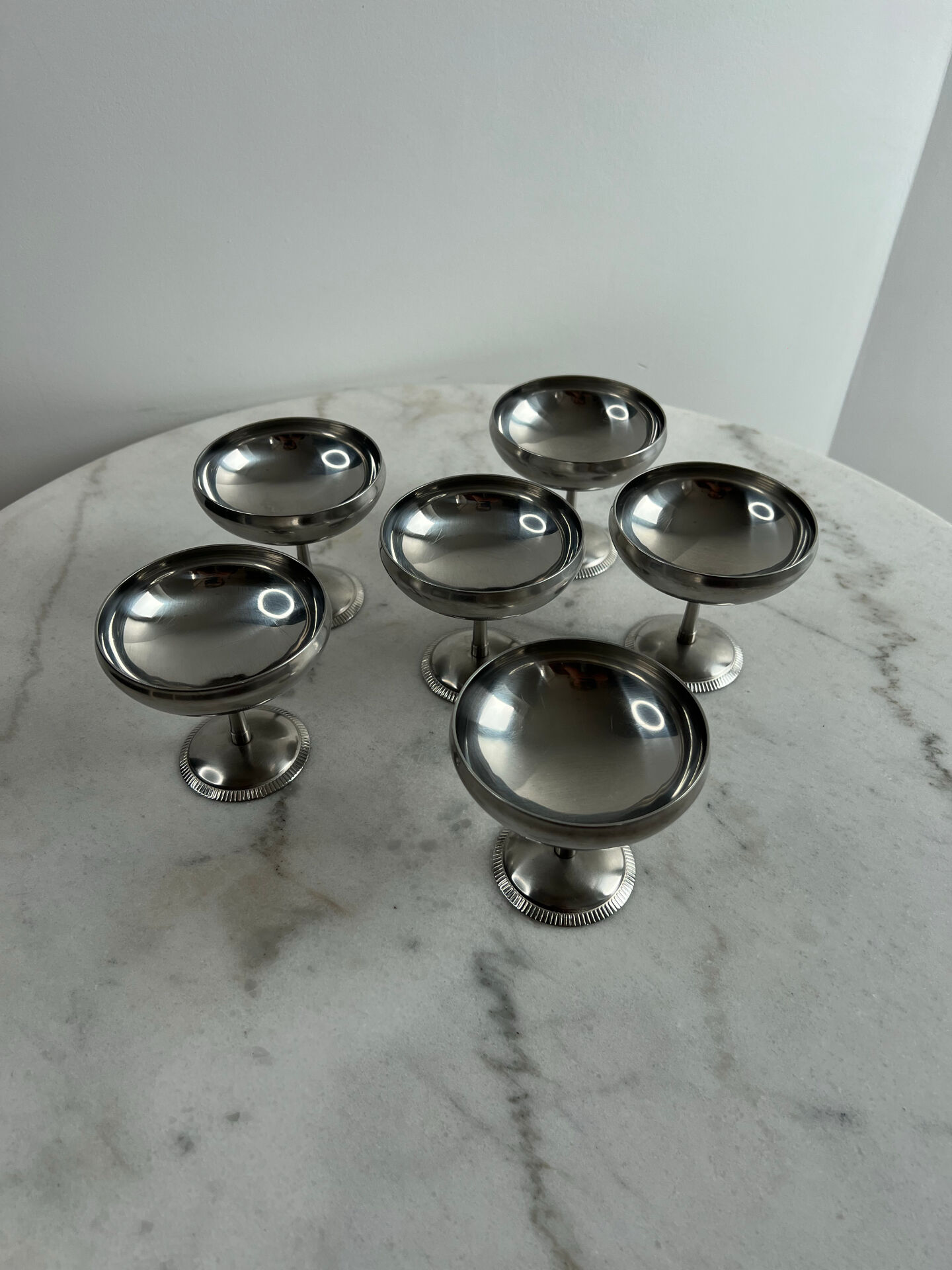 Lot de 6 coupes à champagne en inox Letang Rémy