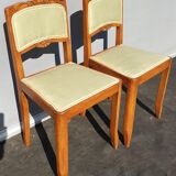 Pair of chairs Art Deco apple green fabric