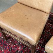 Set of 4 English beech chairs with faux leather from the 1980s.