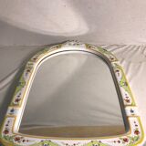 Mirror old framework painted pottery design flowers vintage 49x34cm