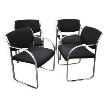 Set of 4 vintage Strafor armchairs