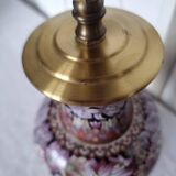 Lampe sur un vase ancien en émail cloisonné à joli décor floral rose