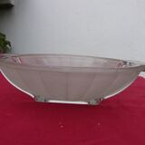 Compotier / fruit bowl in frosted molded pressed glass from the 1940s