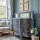 Antique English wooden commode with mirror.