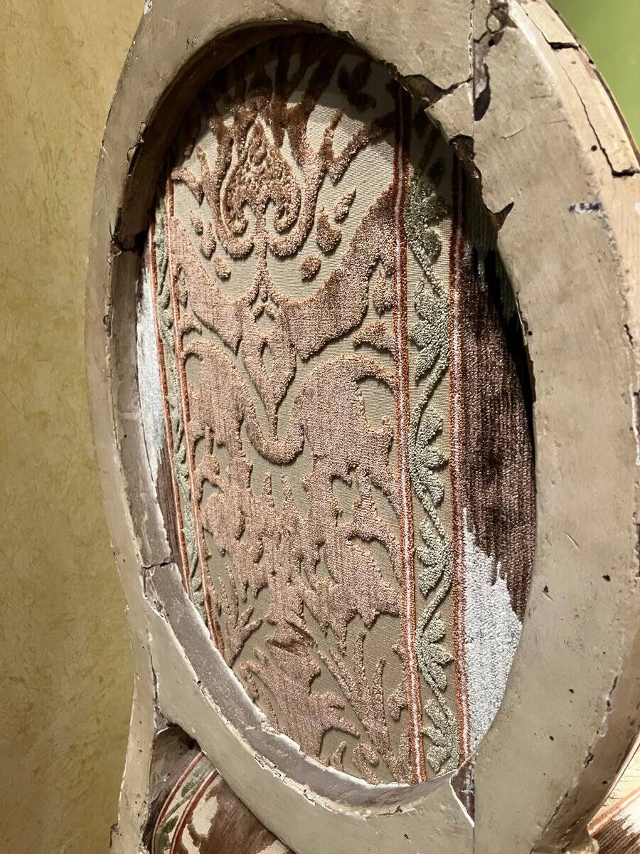 Chairs in Lacquer and Ikat Damask Upholstery, Set of 2