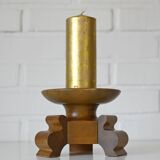 Large antique candle holder Art Deco handmade wood candle stick holder