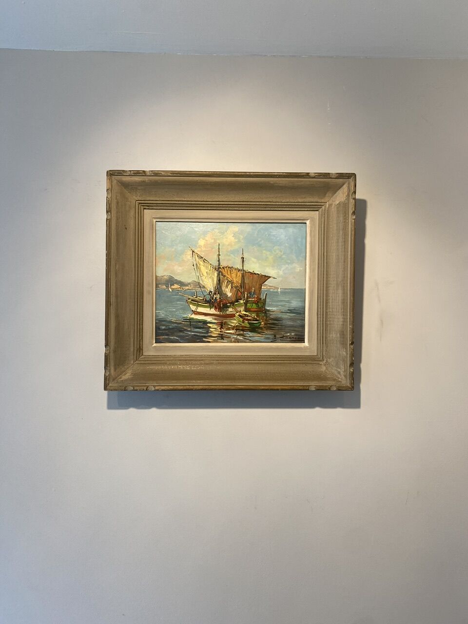 Old painting, Marine, signed B Franco, 50s/70s