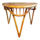 Table basse vintage tripode en rotin