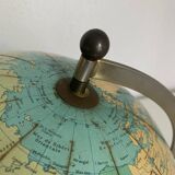 Vintage 1976 terrestrial tripod globe, Taride Philips Challenge world map -