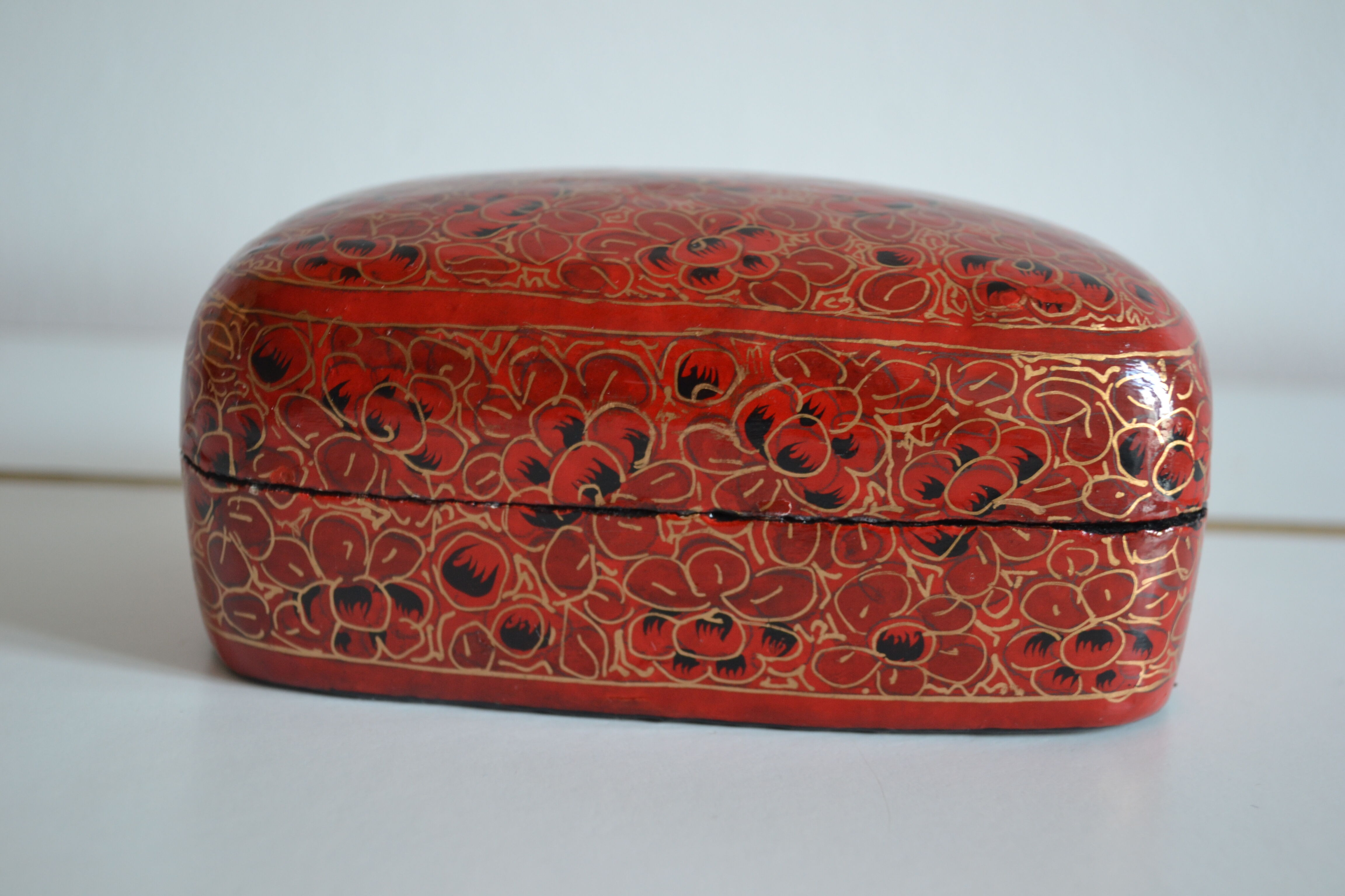Boite a bijoux papier mache peint a la main inde xxe