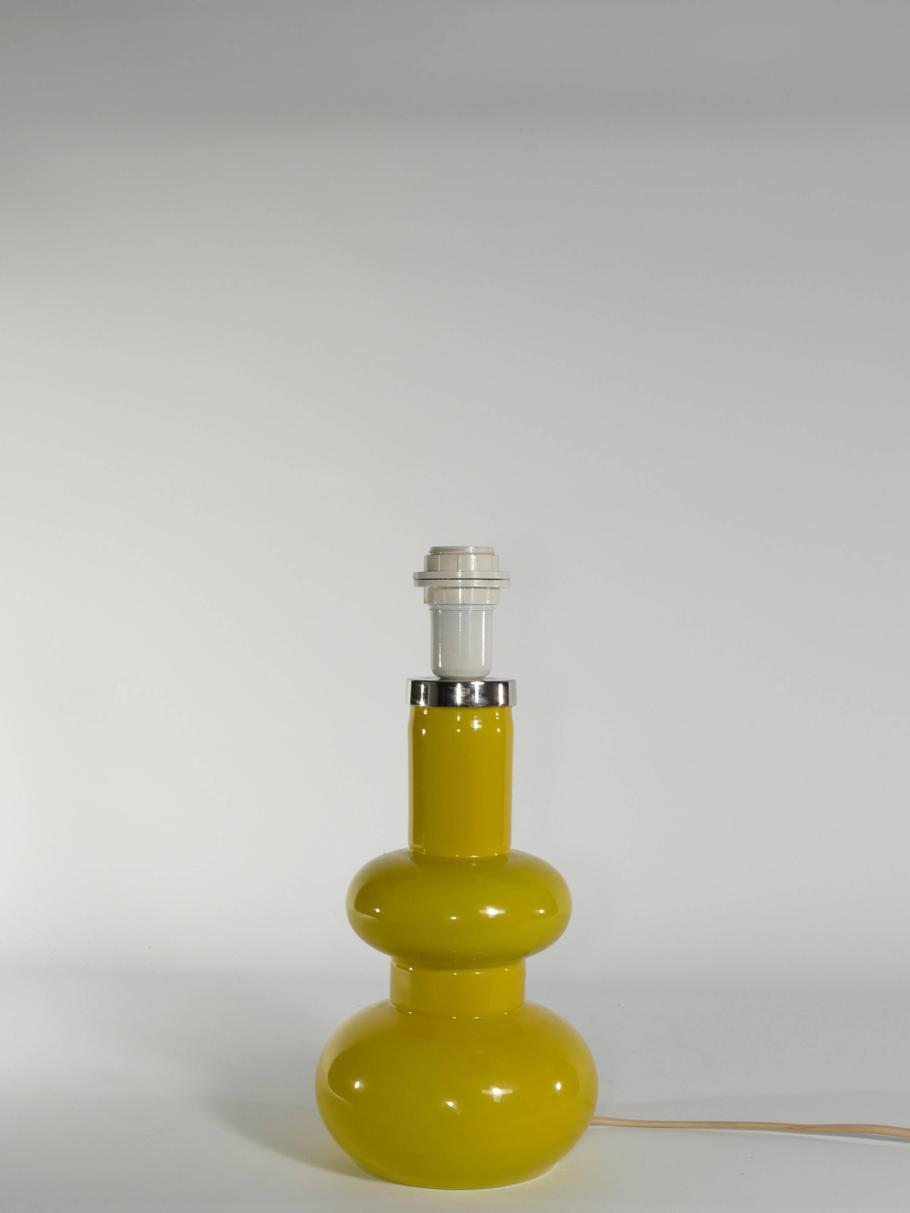 Mid-Century Modern Curvaceous Bright Yellow Glass Table Lamp by Orrefors, 1960s