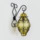 Vintage Italian wall light in transparent yellow blown glass and wrought iron. 70s 80s
