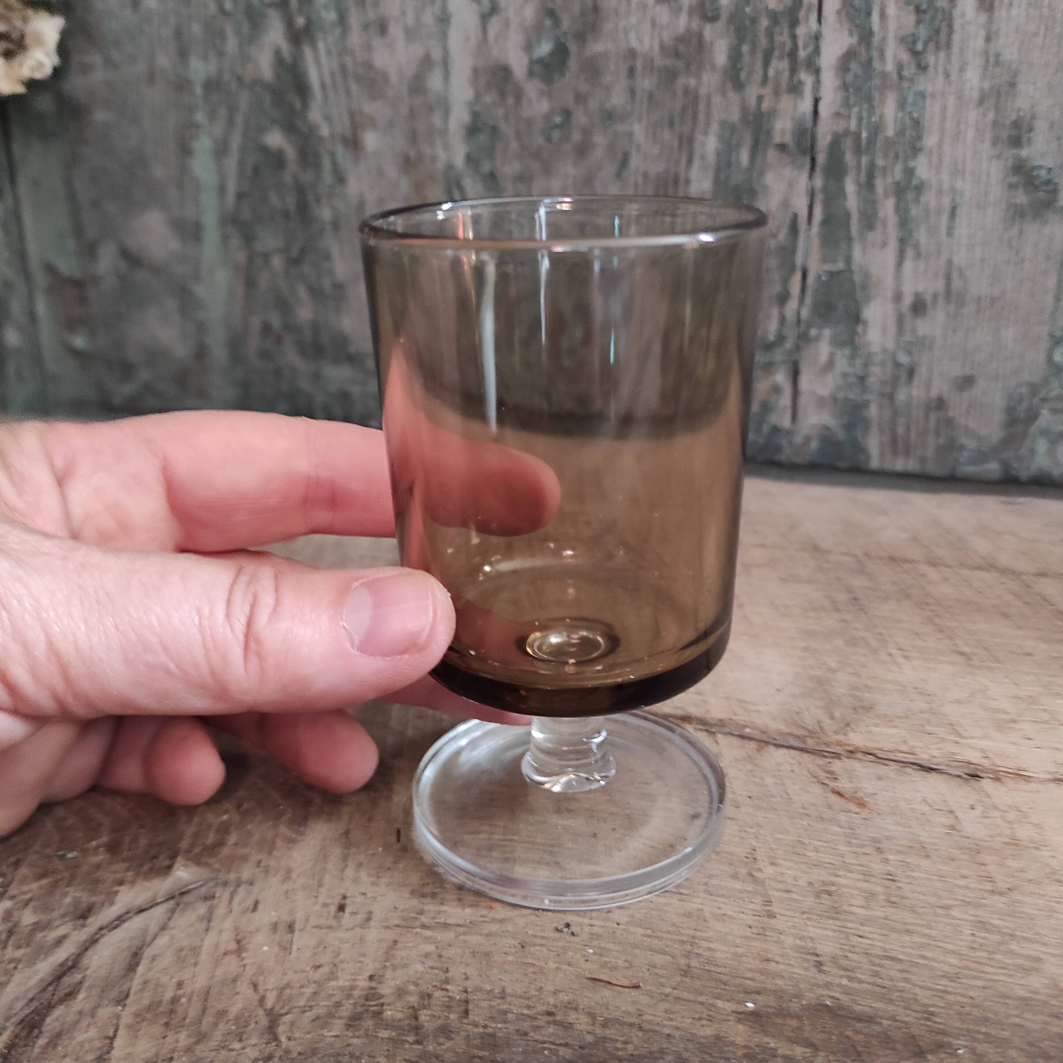 Vintage French water glass from Luminarc, in smoked grey