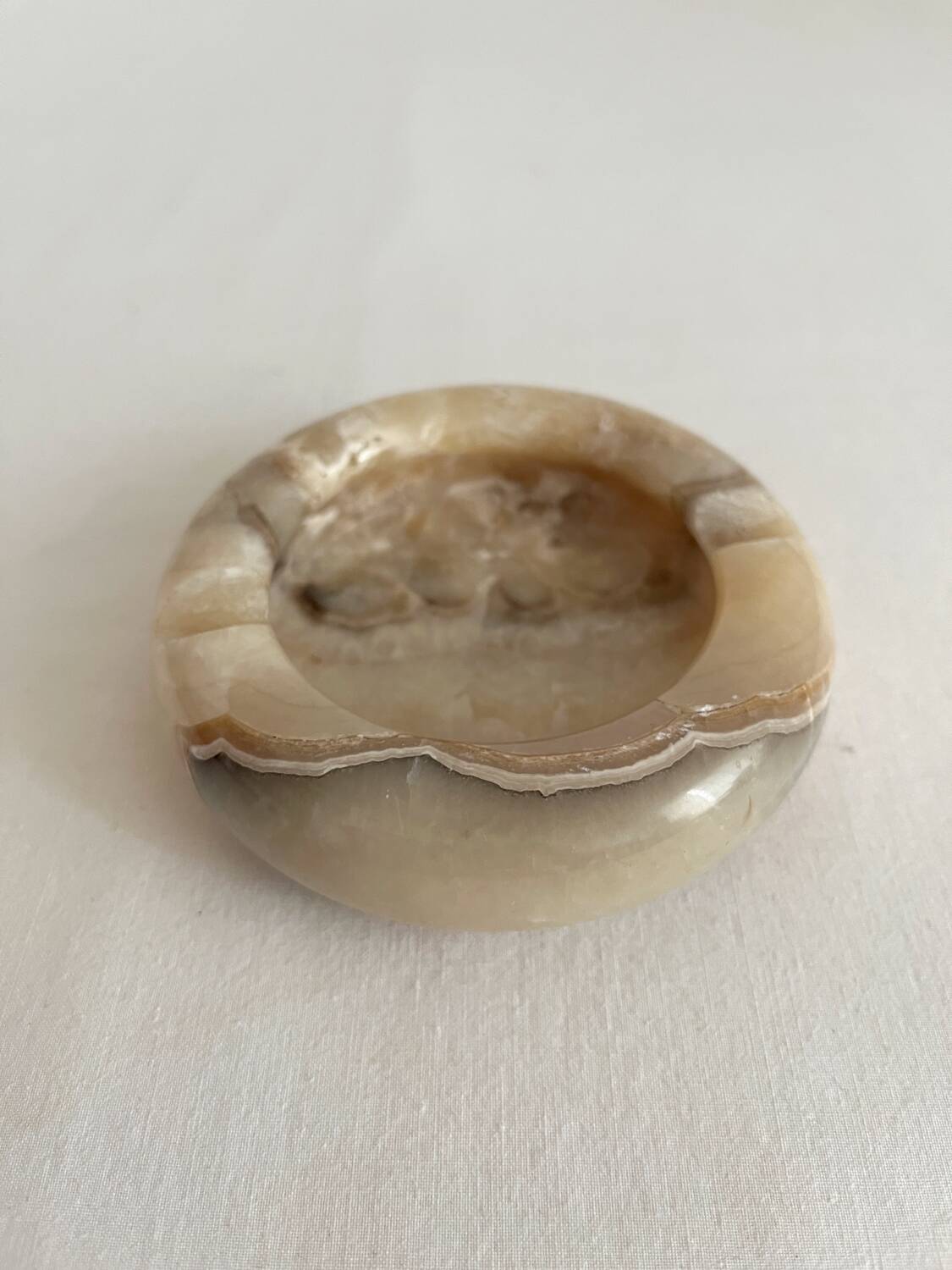 Vintage round alabaster ashtray