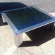 Table basse carré en acier chromé et miroir bleuté vers 1970