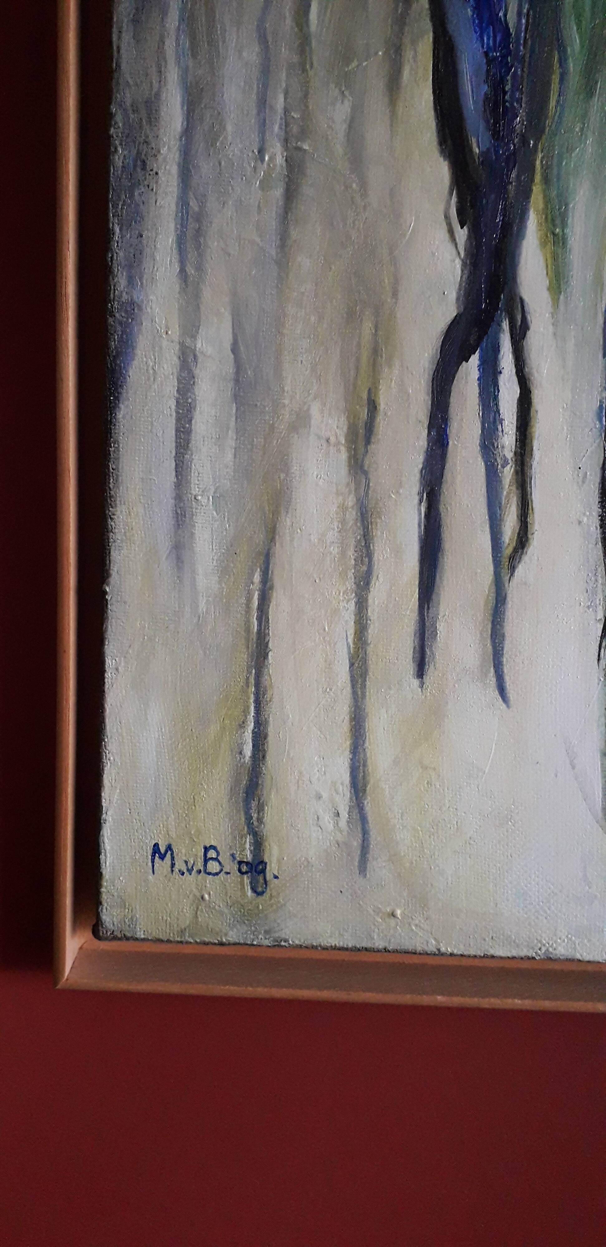 Old oil painting representing a bouquet of flowers