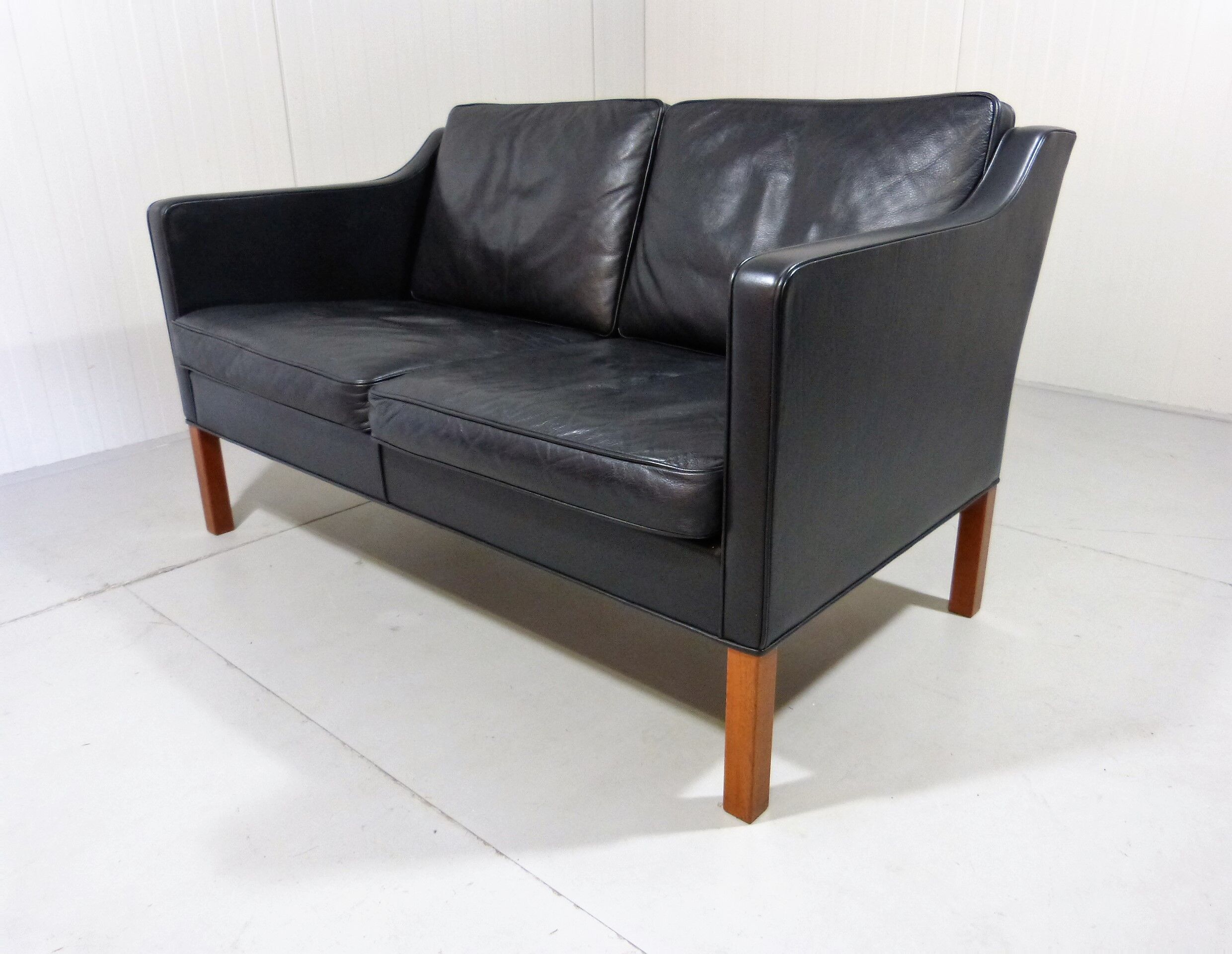 Black leather sofa by Børge Mogensen for Fredericia, Denmark