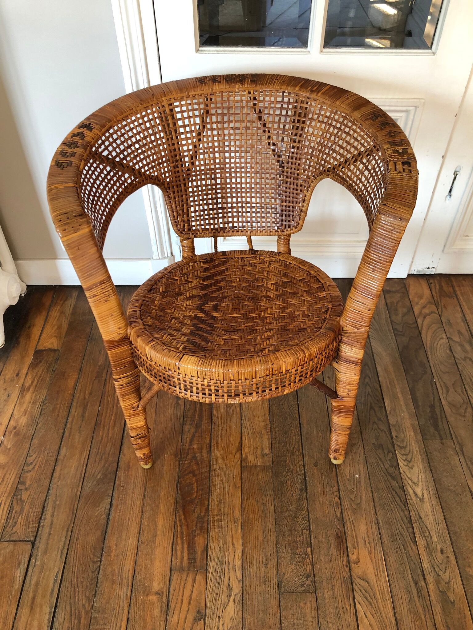 Fauteuil vintage rotin et osier 1940