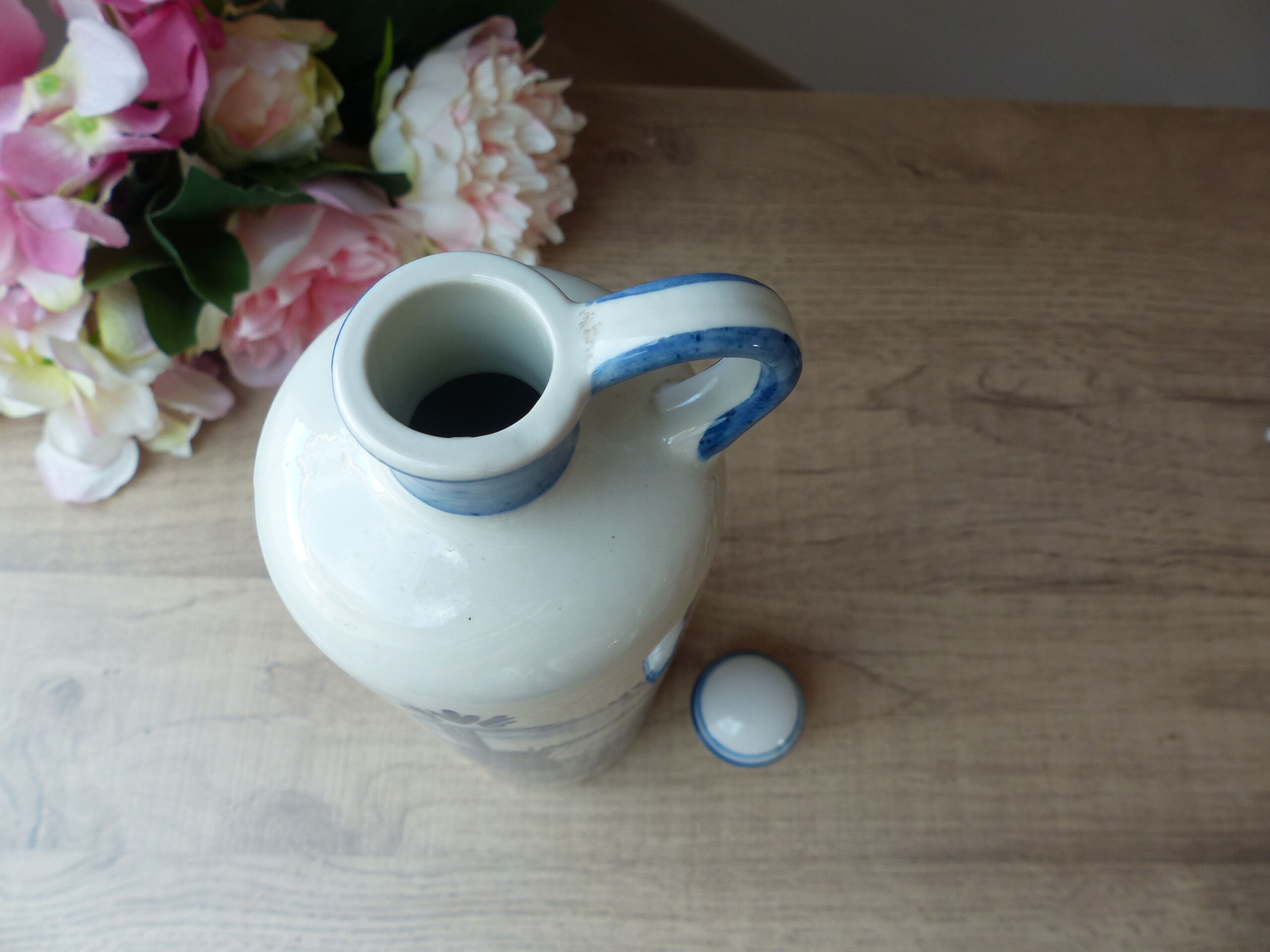 Bouteille delf blue hollandais avec bouchon de liège
